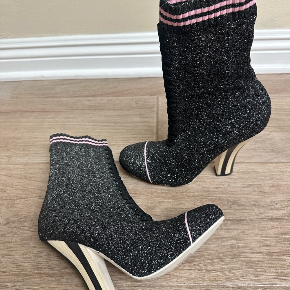 Fendi Lurex Silver Ankle Boots Shoes - Picture 5 of 12